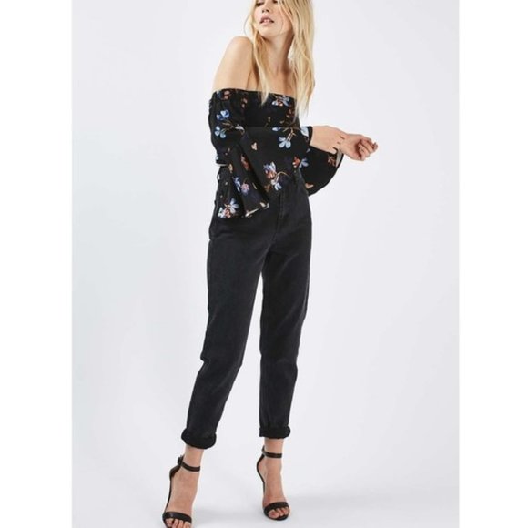 TOPSHOP Off The Shoulder Long Bell Sleeve Blouse Top | Floral - Picture 1 of 12